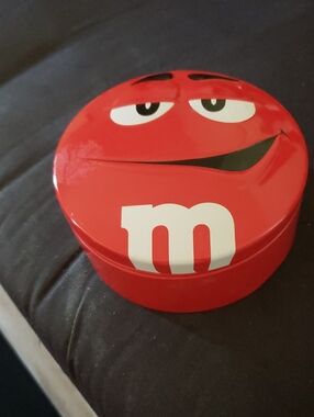 M&M'S Red Character Round Tin Storage - Playful M Logo